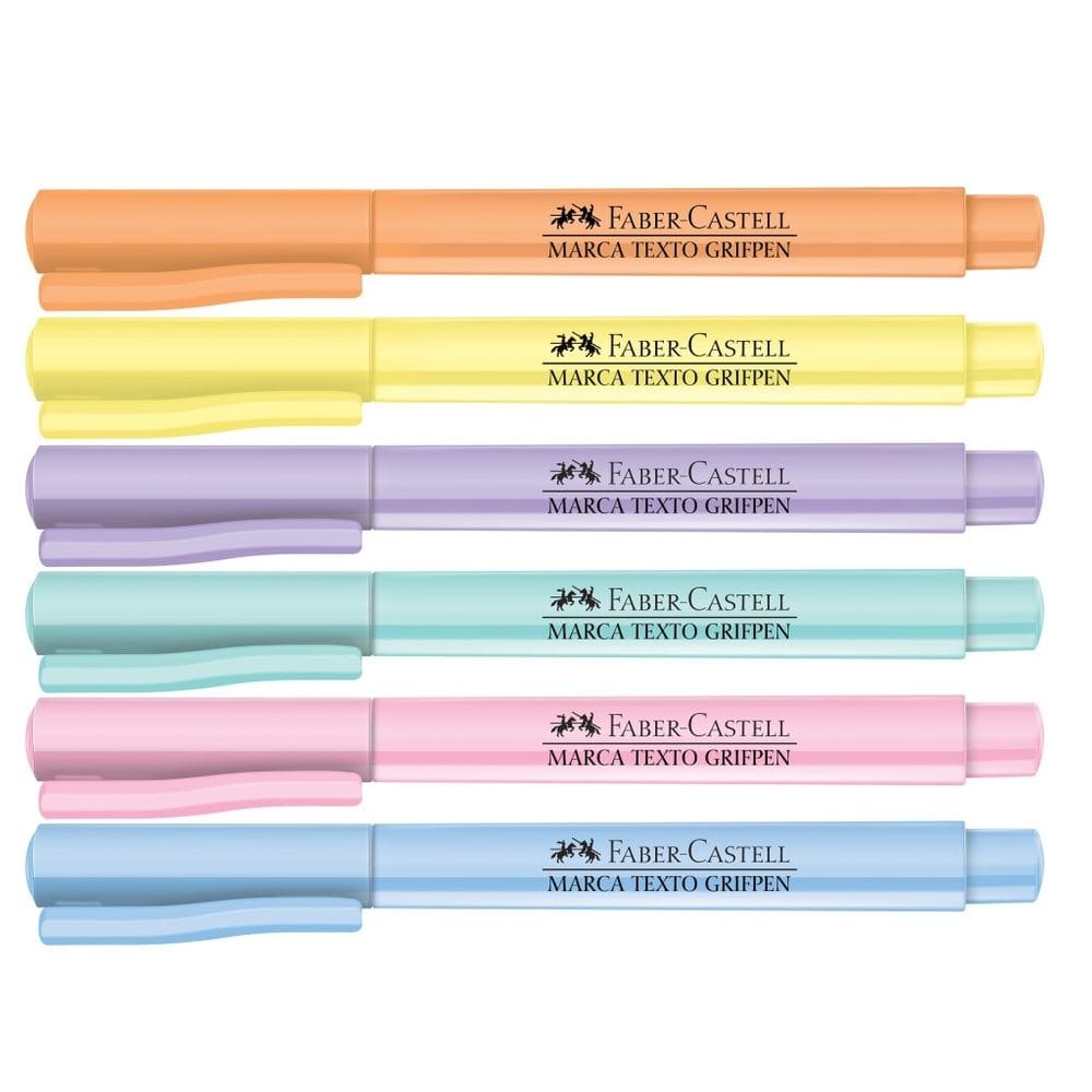 Caneta Marca Texto FABER-CASTELL Grifpen Pastel Neon e Cores Novas (Verde Folha, Água e Cinza) Unidade