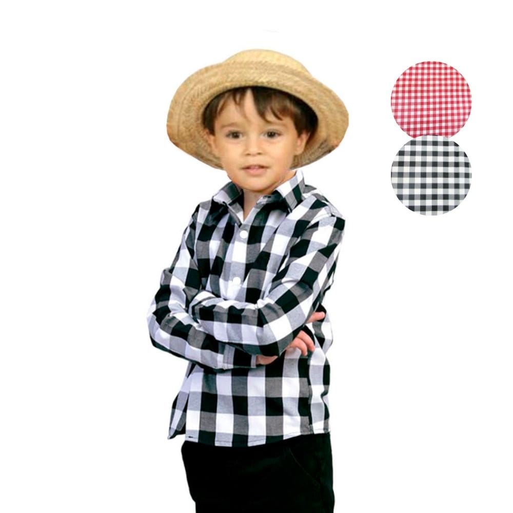 Camisa Xadrez Caipira Masculina Infantil Caipirinha Manga Longa Festa Junina Noivo Quadrilha Quermesse São João Arraiá