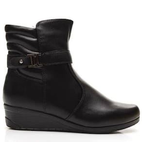 Bota Feminina Casual Conforto Cano Baixo Salto Baixo Zíper Lateral Mooncity 71106