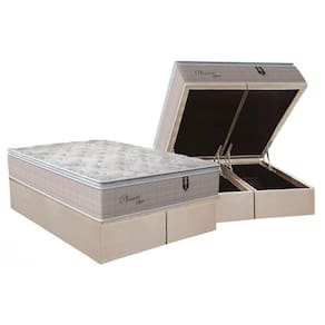 Cama Box Baú King: Colchão Molas Orthoflex MasterPocket Ensacadas Pleasure + Base CRC Suede Clean(193x203)