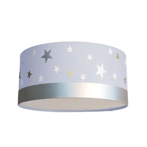 Luminária Plafon Infantil Estrelas Cúpula Azul 30X15 2E27