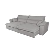 Sofá Retrátil Reclinável 2,50m Nivus Cinza Molas Ensacadas - King House