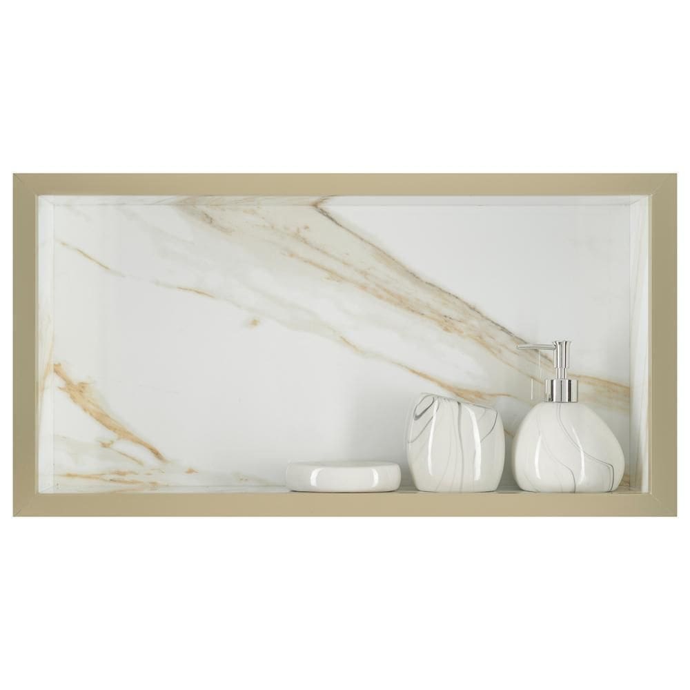 Nicho Para Banheiro Em Porcelanato - Calacata Com Bréccia