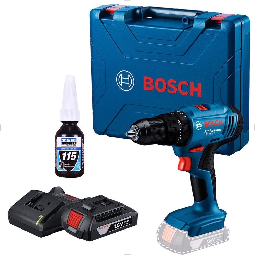 Parafusadeira/Furadeira a Bateria 18v GSB183 Bosch + 1 Bateria + Trava Rosca