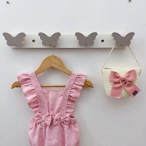 2 Cabideiros parede infantil pendurador roupas Borboleta