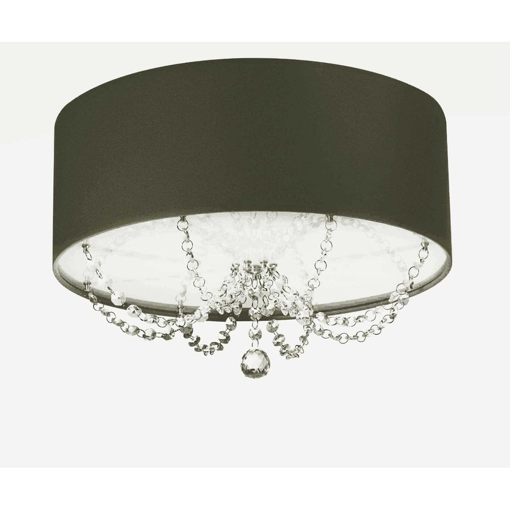 Luminária Plafon Com Cristal 40X15Cm Cilíndrico