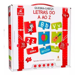 Quebra-Cabeça Letras do A ao Z pçs 78 em Madeira 2082 - Brincadeira De Criança