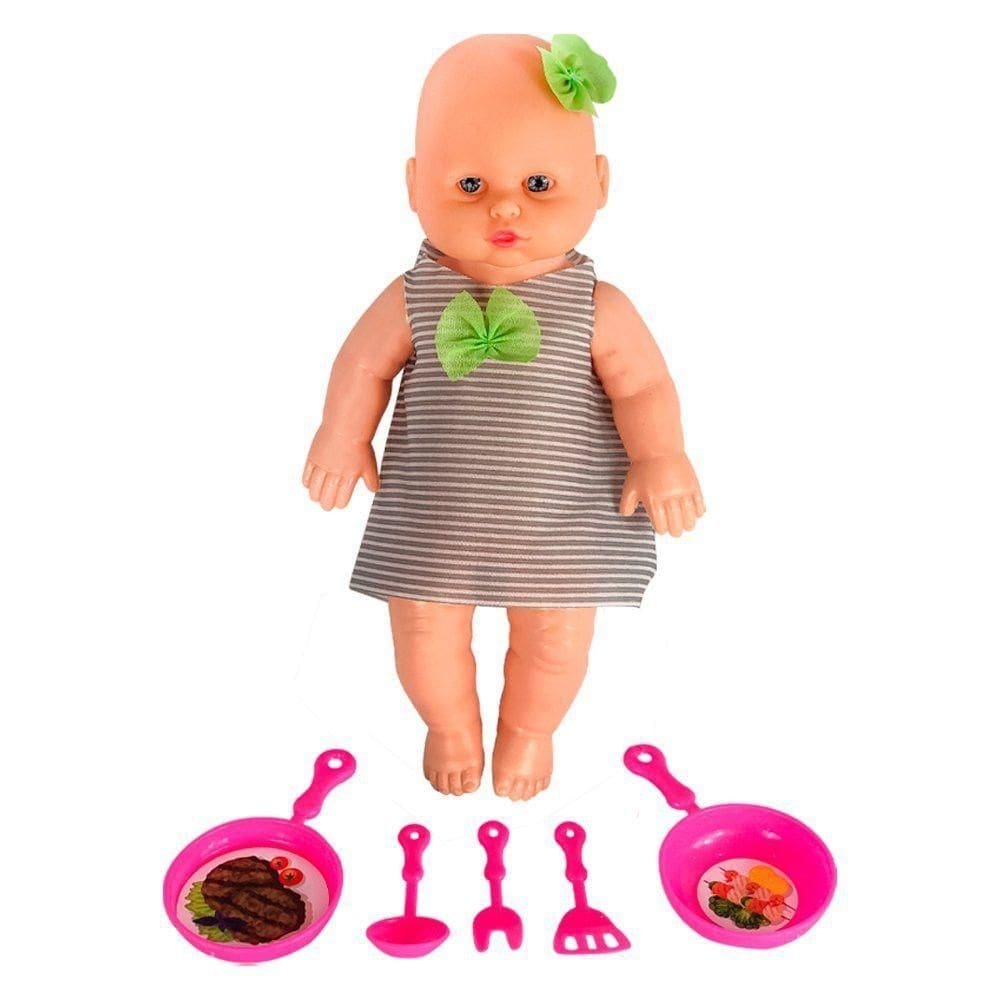 Boneca Babidu Papinha Com Acessórios De Cozinha