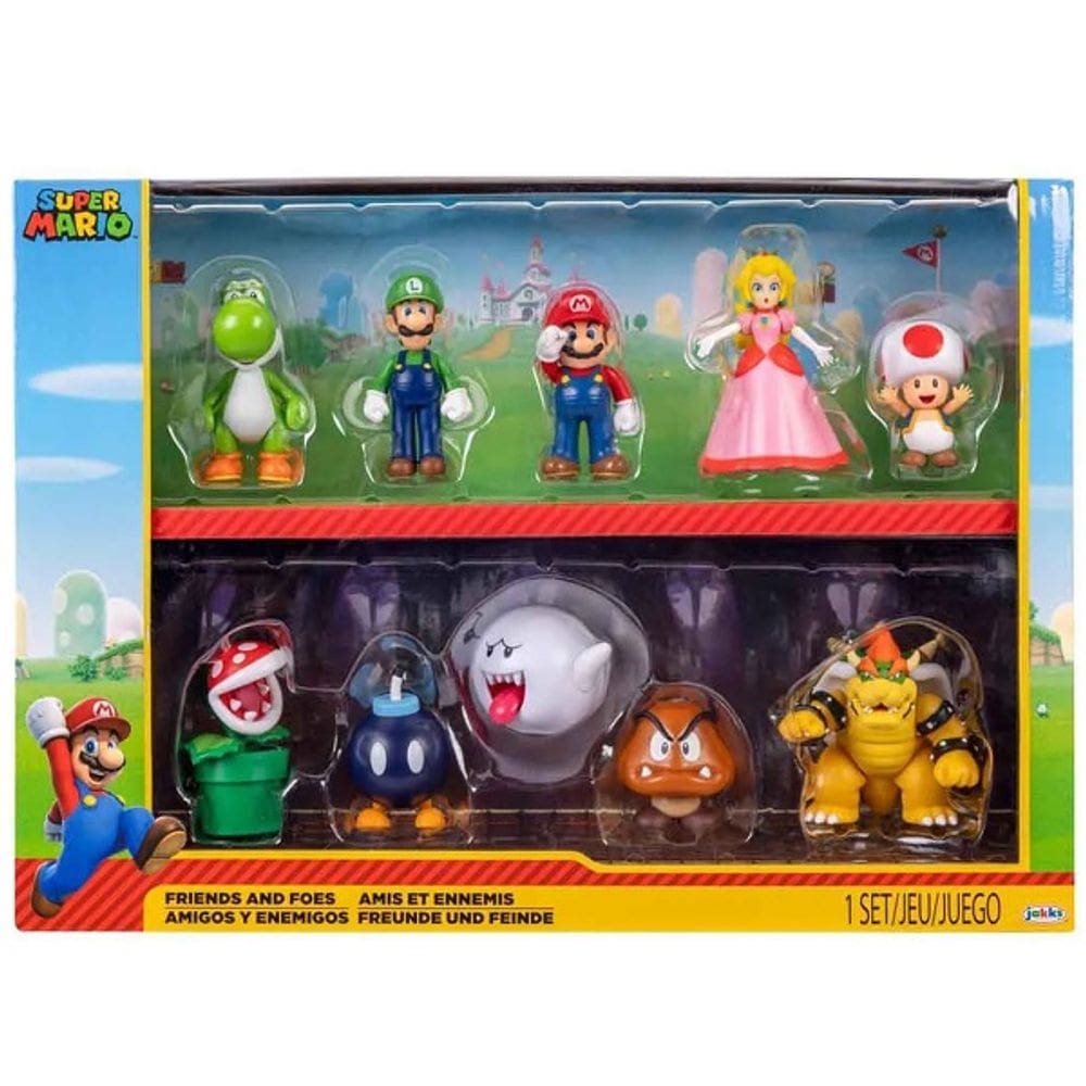 Conjunto com 10 Bonecos Amigos e Inimigos do Mario - Super Mario SUNNY