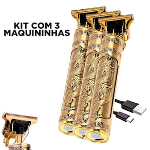 Kit 3 Maquininhas Completa Corte De Cabelo Dragão 4 Pentes
