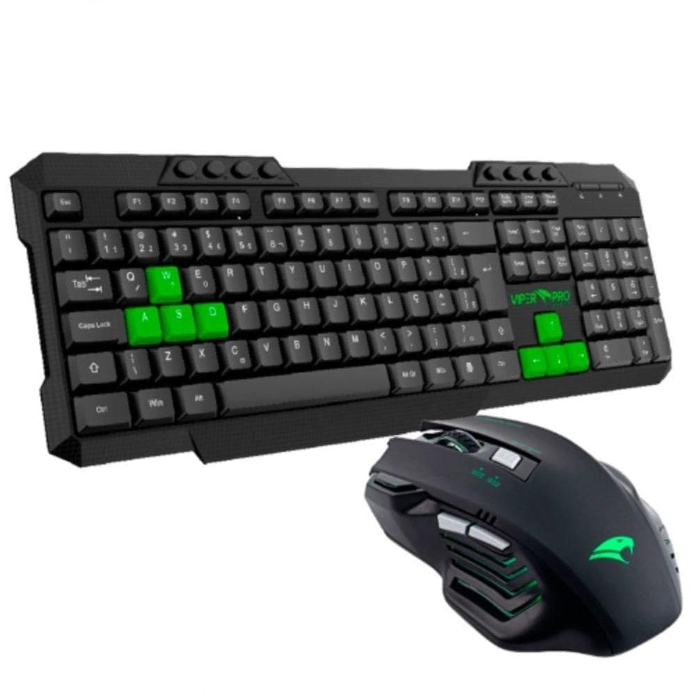 Kit Teclado E Mouse Python Vivensis - 420 Preto-verde Bivolt