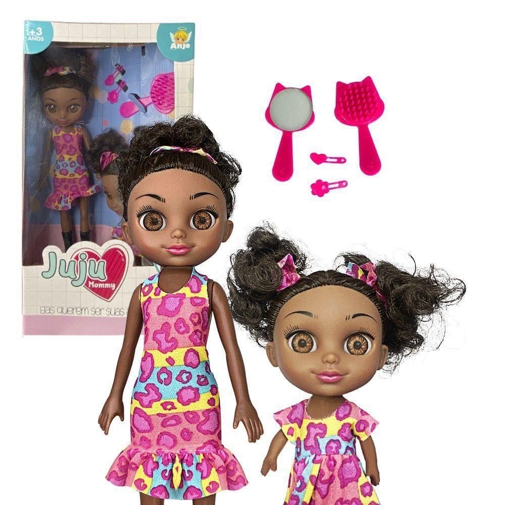 Boneca Mamãe Filhinha Na Versão Negra Ou Branca E Acessórios Modelo:negra