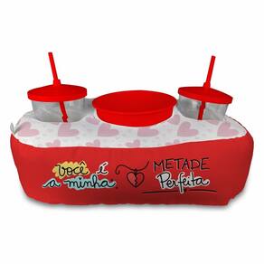Almofada Kit Cinema Pipoca 2 copos canudo e balde Namorados Você é Minha Metade Perfeita