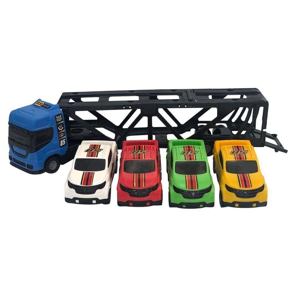 Cegonheira De Brinquedo Com 4 Carrinhos Cor:azul