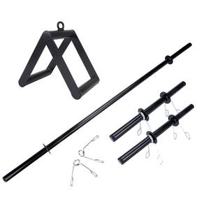 Kit academia barras presilhas puxador triângulo anilhas trei