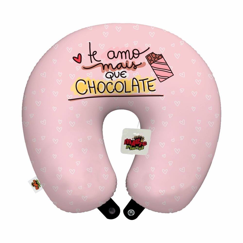 Almofada de pescoço viagem te amo mais que chocolate namorados lembrança