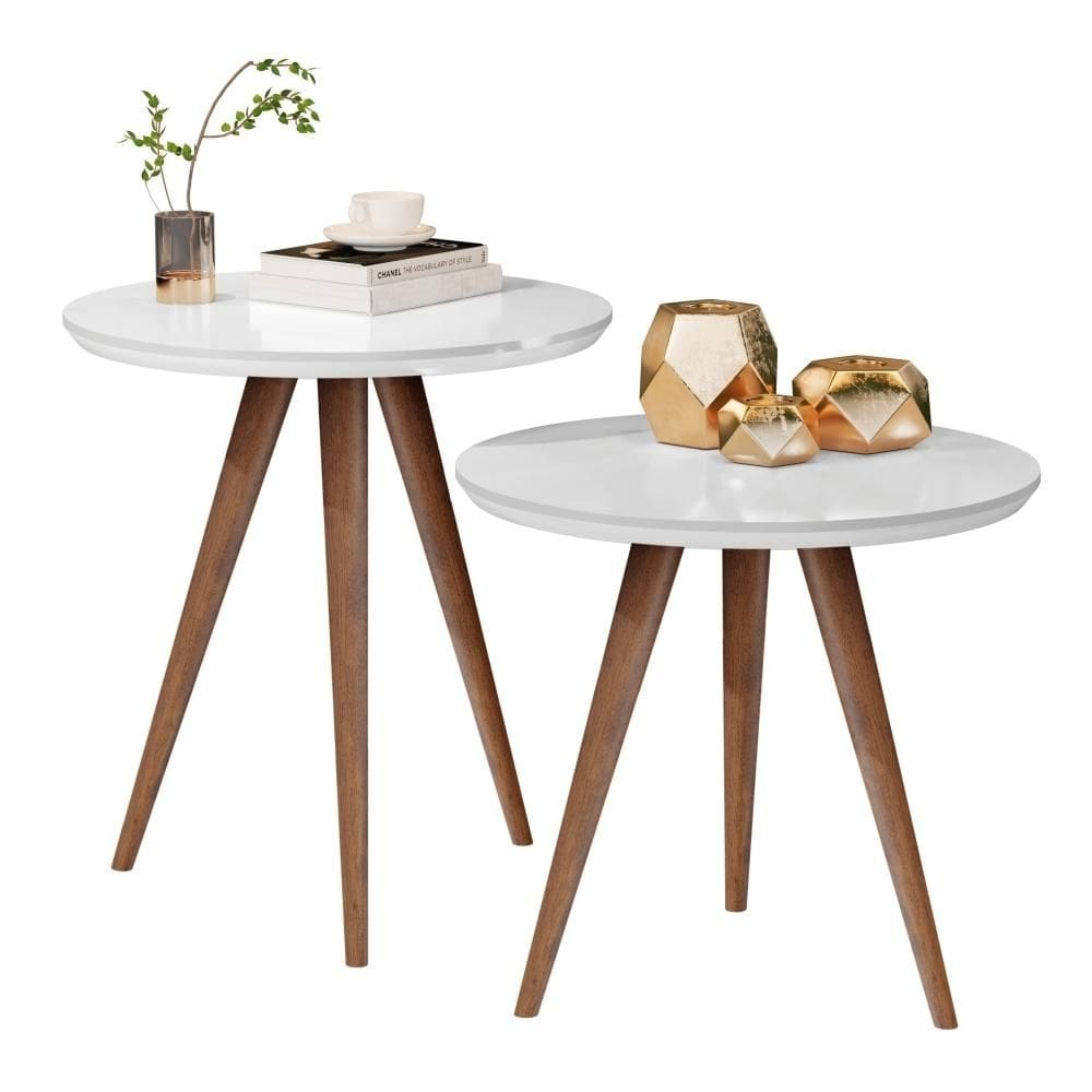 Conjunto Mesa Lateral Sofá Sala Pés Palito