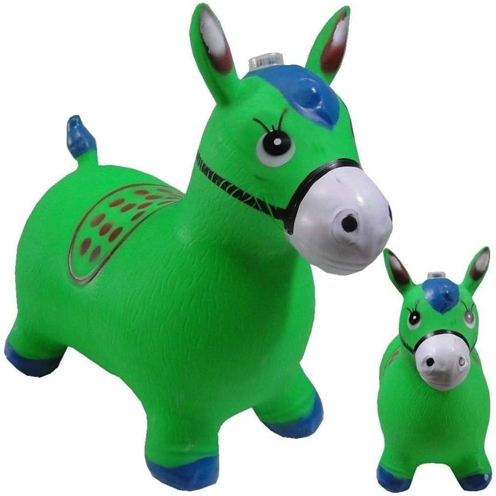 Cavalinho Upa Upa Brinquedo Pula Pula Musical Com Luz Borracha Resistente Inflável Verde