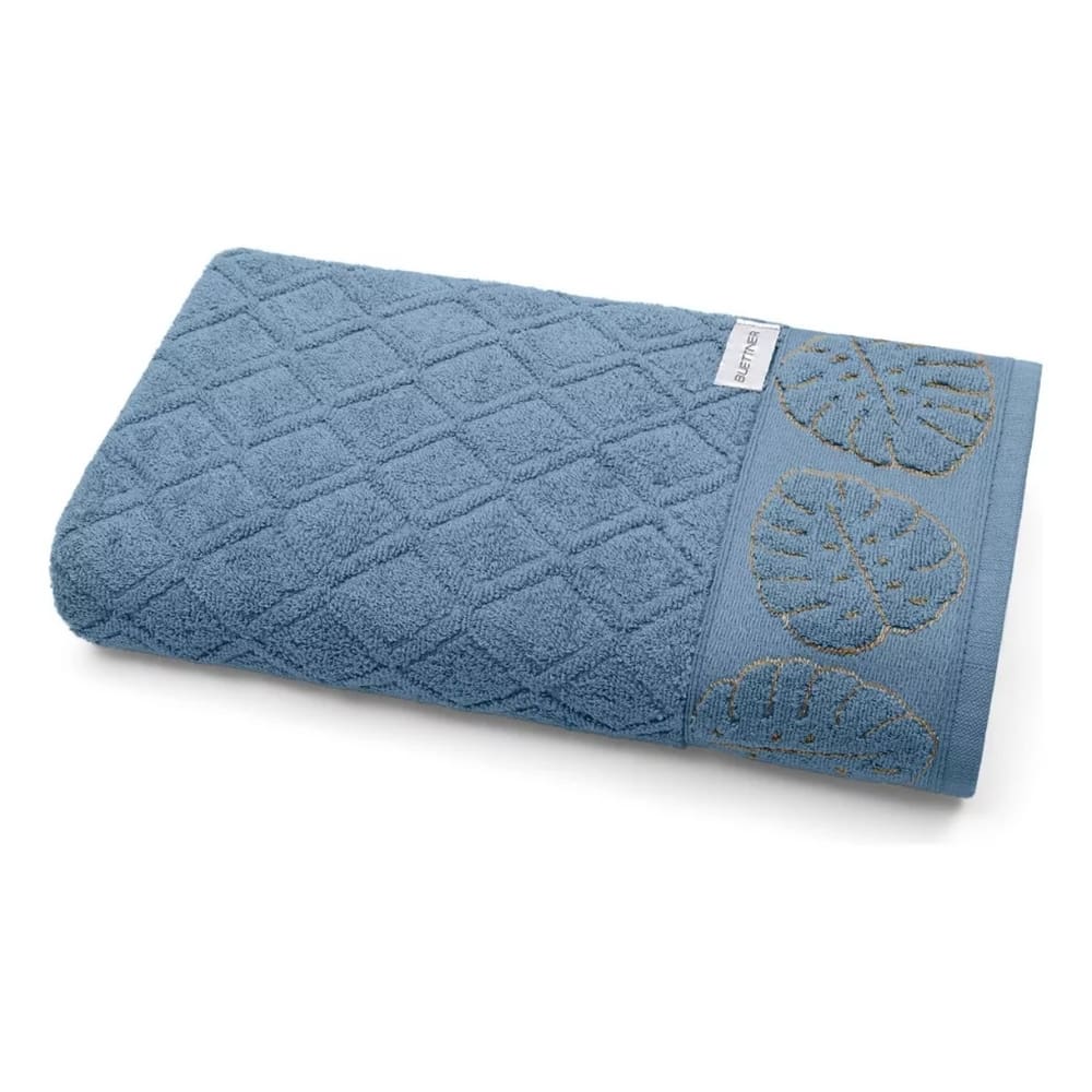 Toalha Banho Felpuda Jacquard Nature Relevo Azul Petroleo