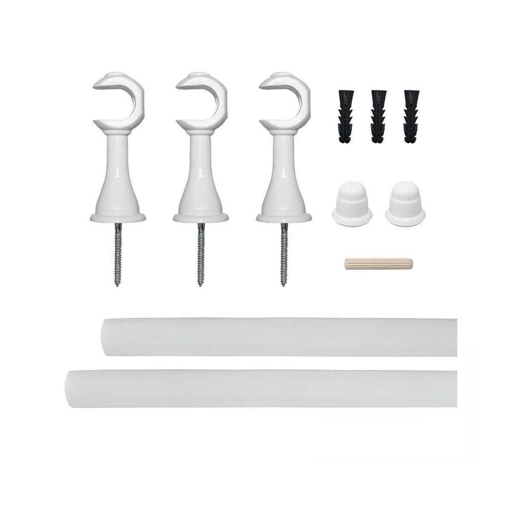 Kit Varão Suporte Simples Cortina Ponteira 19Mmx4M Branco