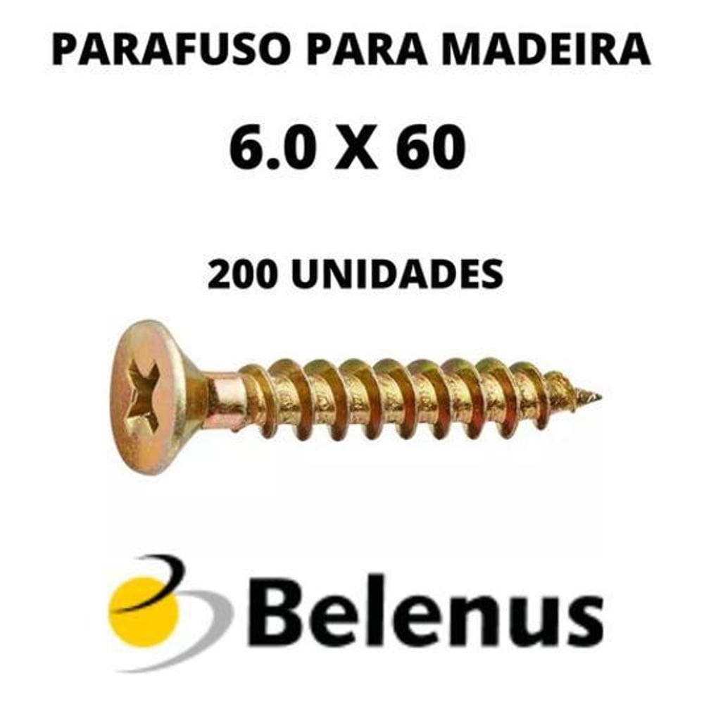 Parafuso Chipboard Phillips Para Madeira 6,0 X 60Mm 200Un