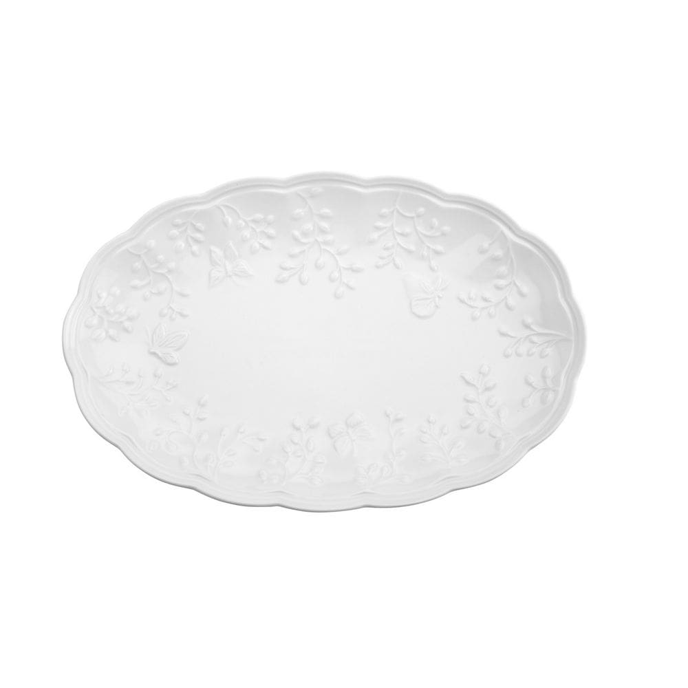 Travessa de Porcelana New Bone Butterfly Flower 31,5cm x 21cm x 2,5cm - Lyor