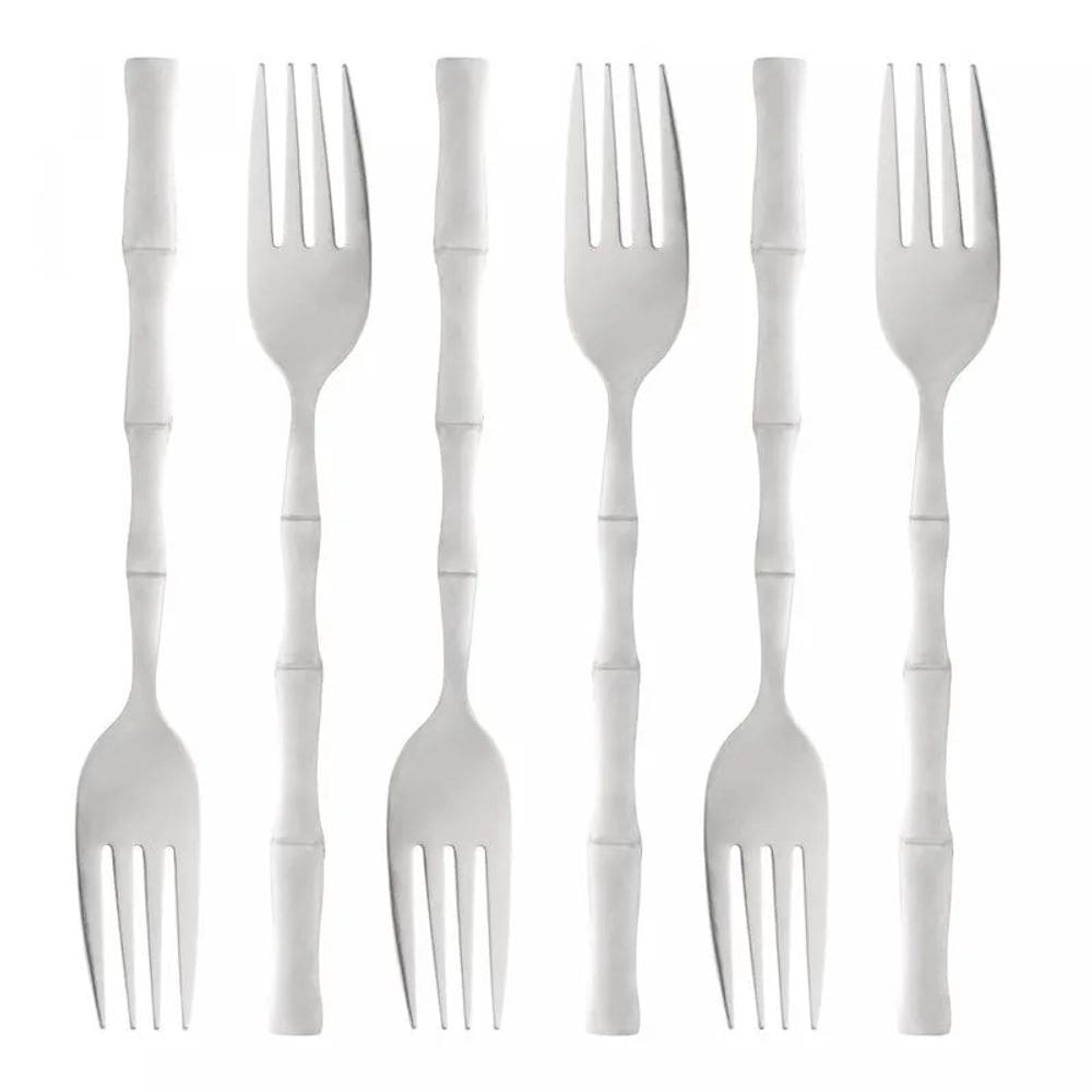 Conjunto 6 Garfos para Mesa de Aço Inox Bambu Elegant 19,8cm