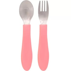 Kit Talheres Inox e Cabo Silicone Rosa 16971 - Buba