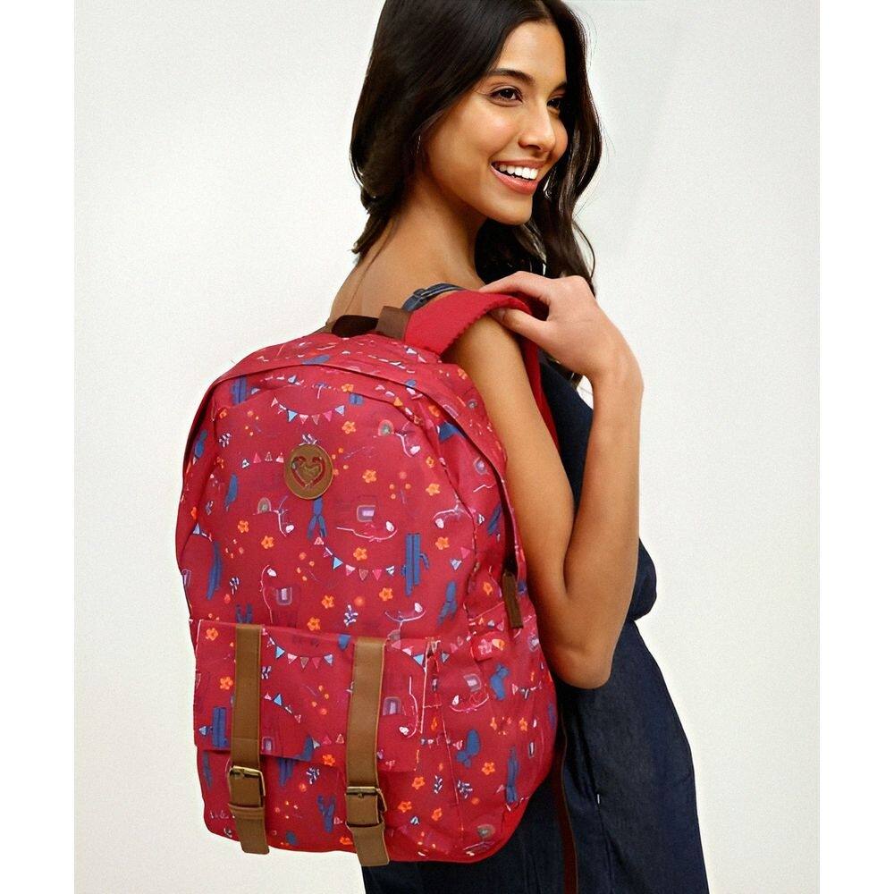 Mochila juvenil escolar cactos e lhama