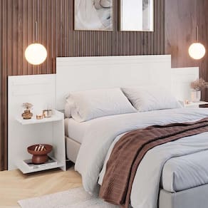 Cabeceira Casal Extensível 100% MDF Com Nichos Laterais Branco Ganvie Shop JM