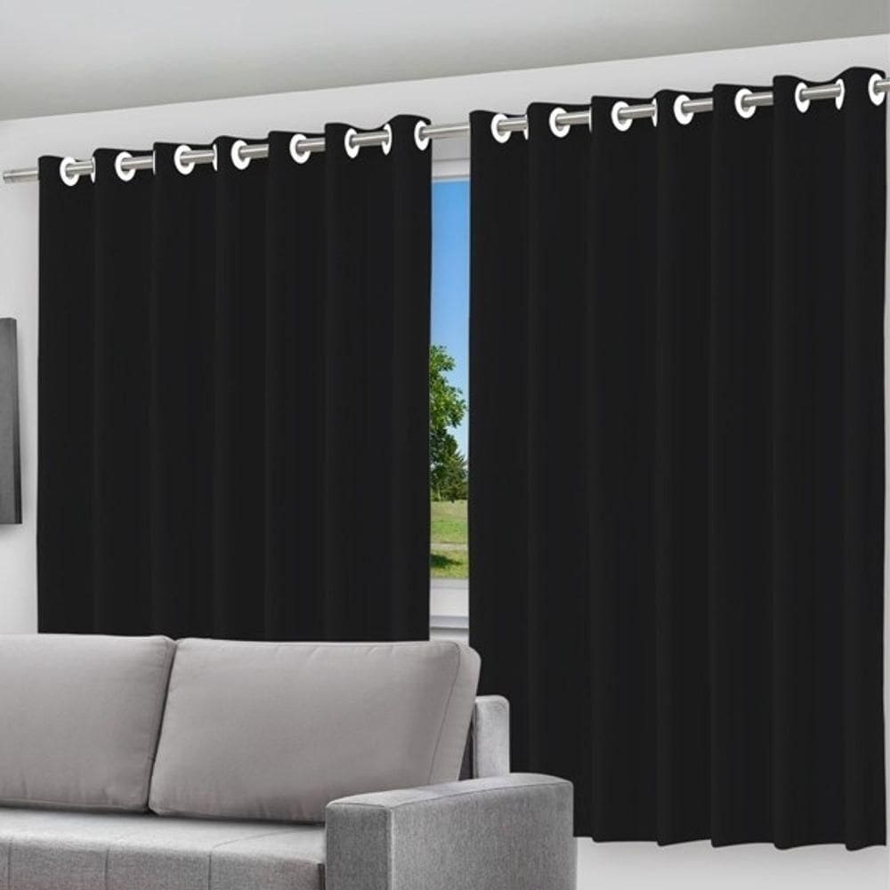 Cortina Blackout Preto Com Ilhos - 280x280cm