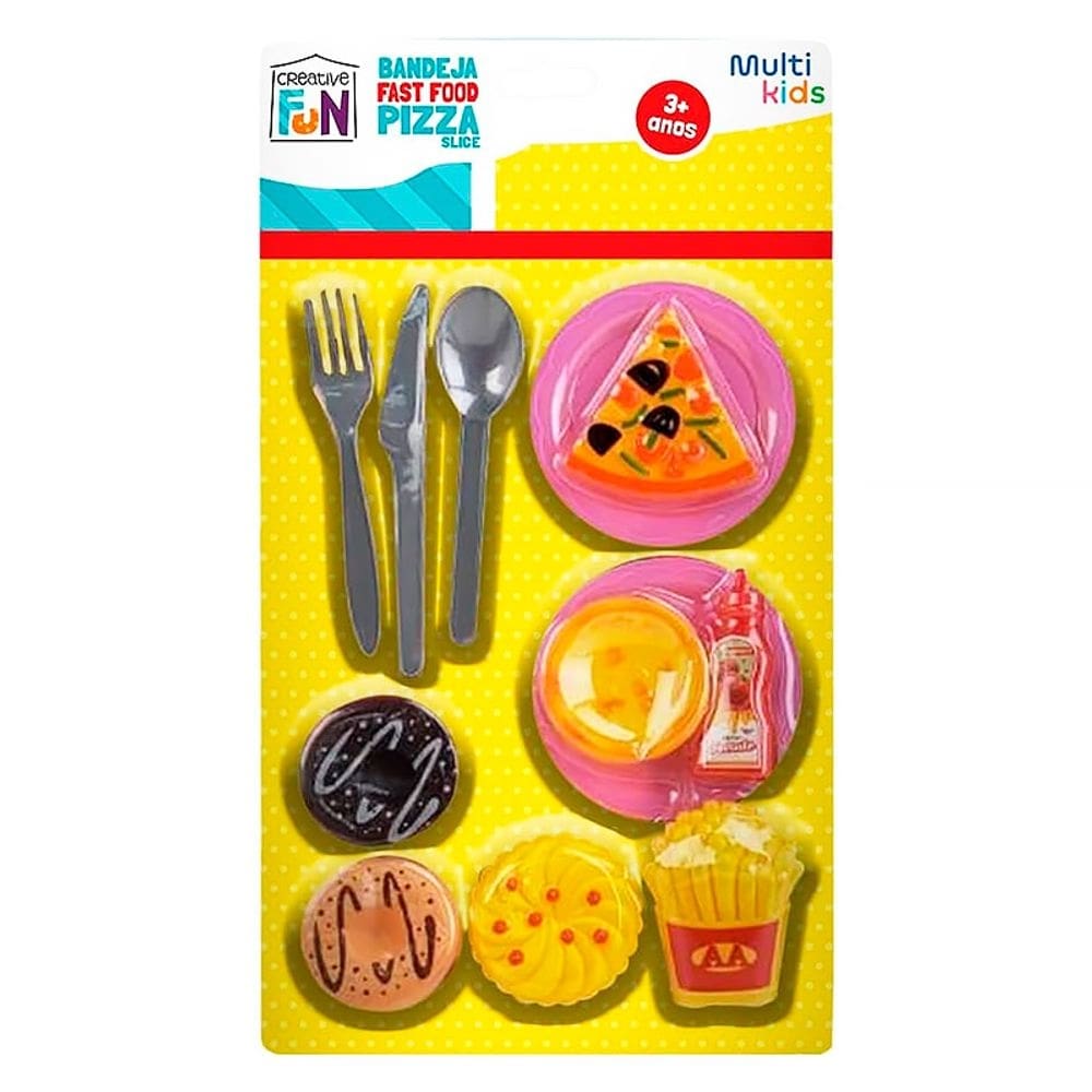 Bandeja Fast Food Pizza Slice Creative Fun com Talheres BR1854 - Multikids