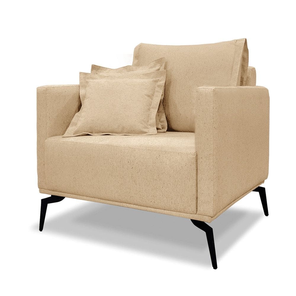 Poltrona Sala de Estar Pé de Ferro Preto Rafaela Linho S04 - D`Rossi