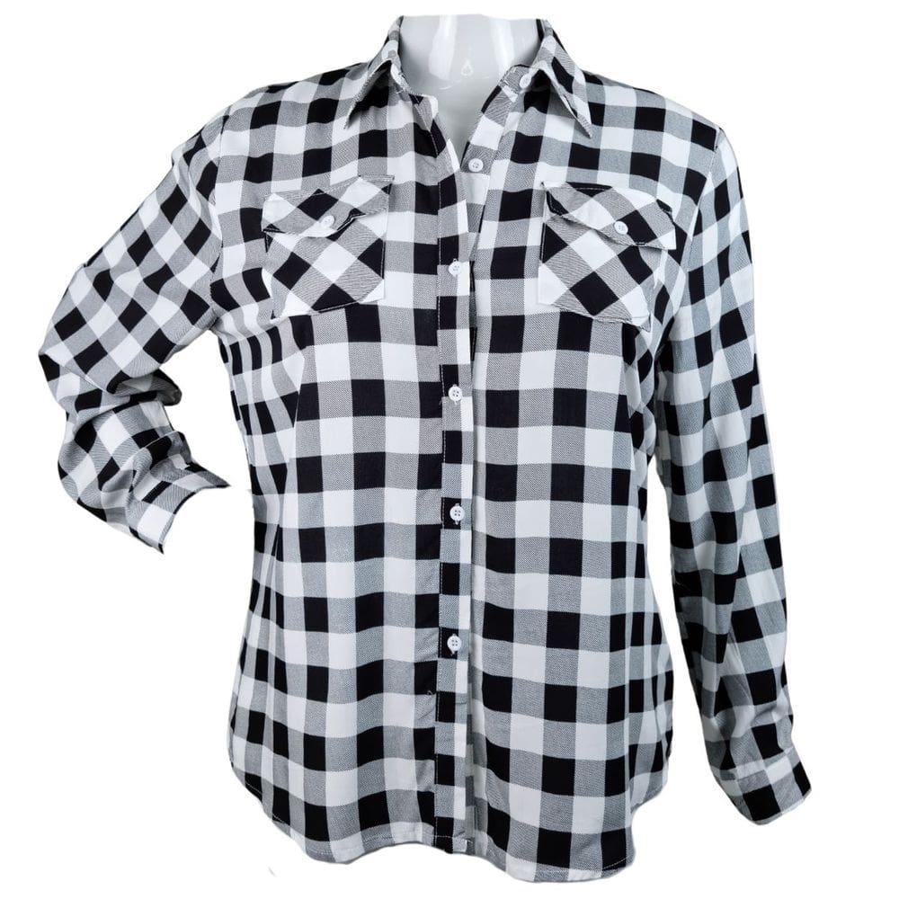 Camisete Xadrez Clássico Amarração na Manga Dois Bolsos Frontais com Elastano