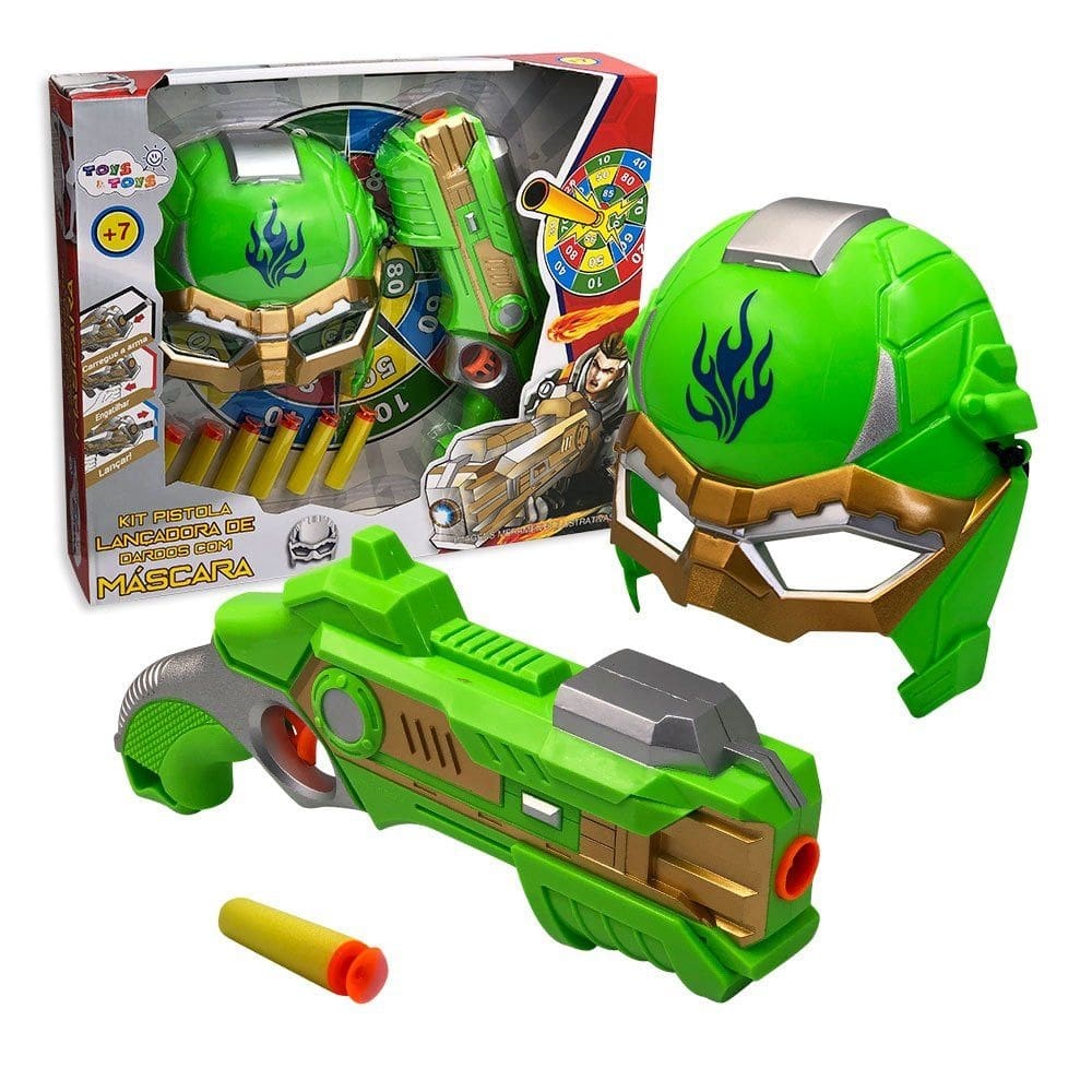 Brinquedo Kit Lançador de Dardos com Máscara - Verde