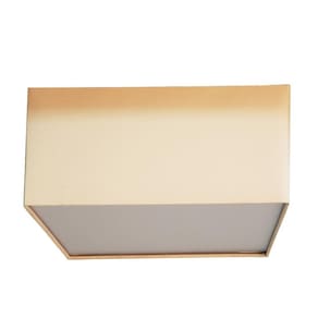 Luminária Plafon Quadrado Cúpula Em Tecido Cru 30X30X15