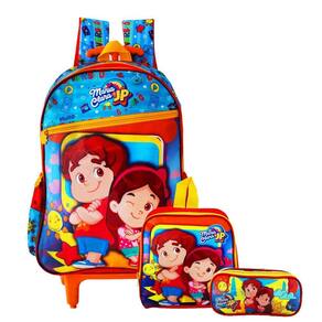 Kit mochila rodinhas + estojo + lancheira maria clara e jp