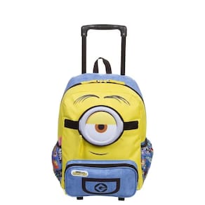 Mochila Escolar com Rodinhas Minions Azul e Amarela Sestini