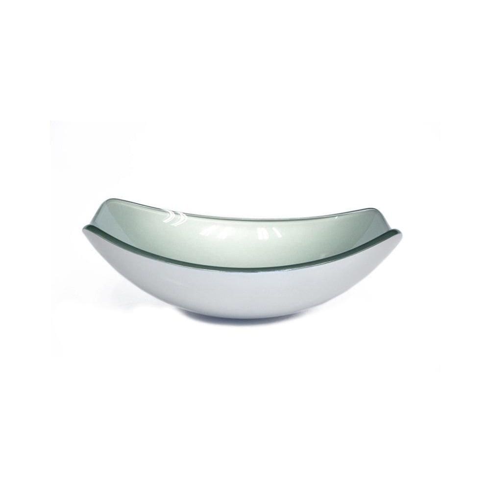 Cuba De Vidro Oval Chanfrada 46Cm Prata