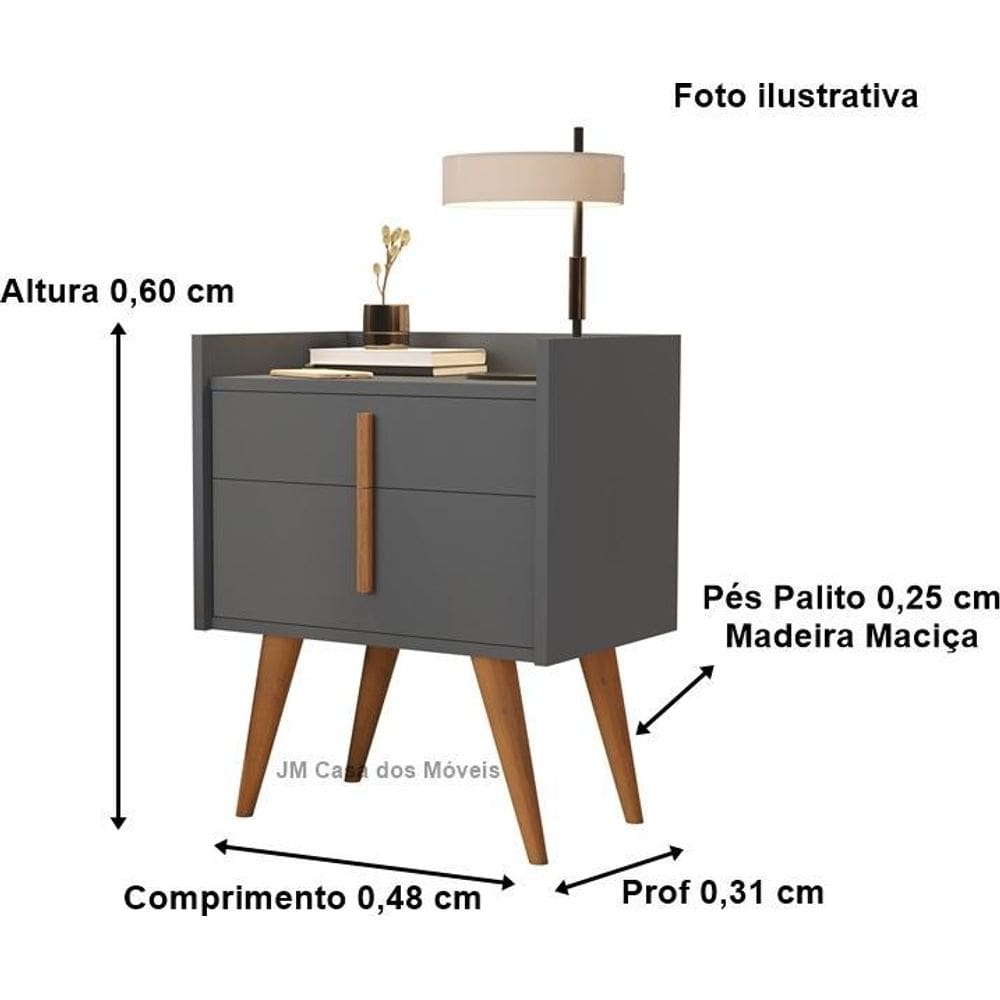 Mesa cabeceira denise 1 gaveta 1 porta pés palito onix
