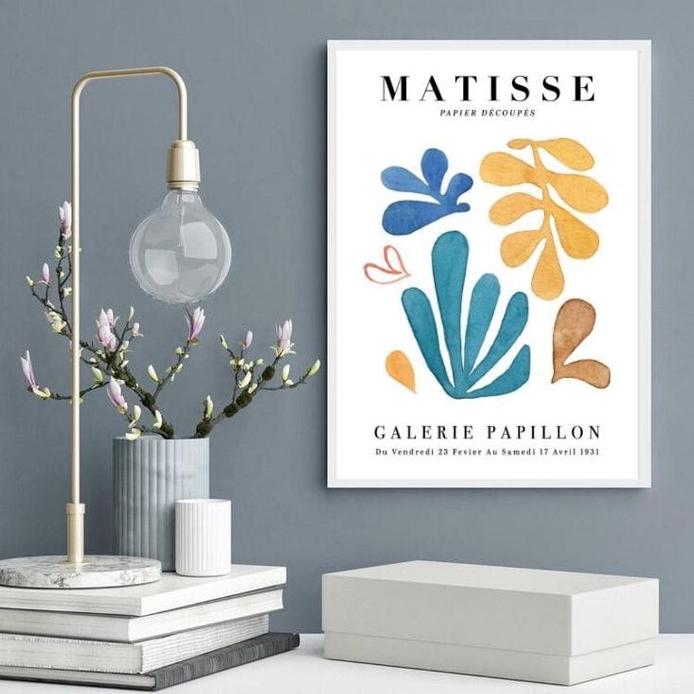 Quadro Matisse Aquarela - Folhas 33X24Cm - Com Vidro