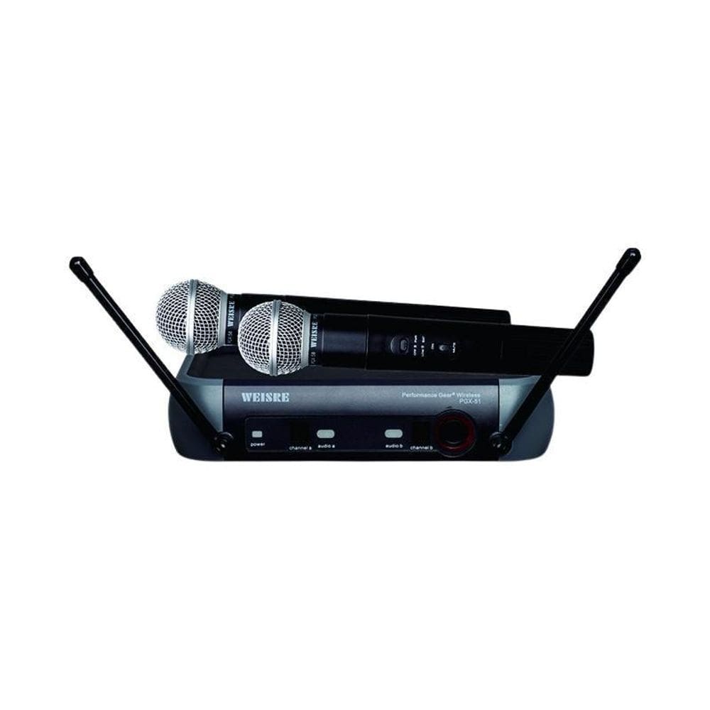 Microfone profissional duplo sem fio weisre pgx-51 uhf