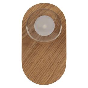 Arandela De Parede Madeira Wood Freijó Cupula Vidro Led