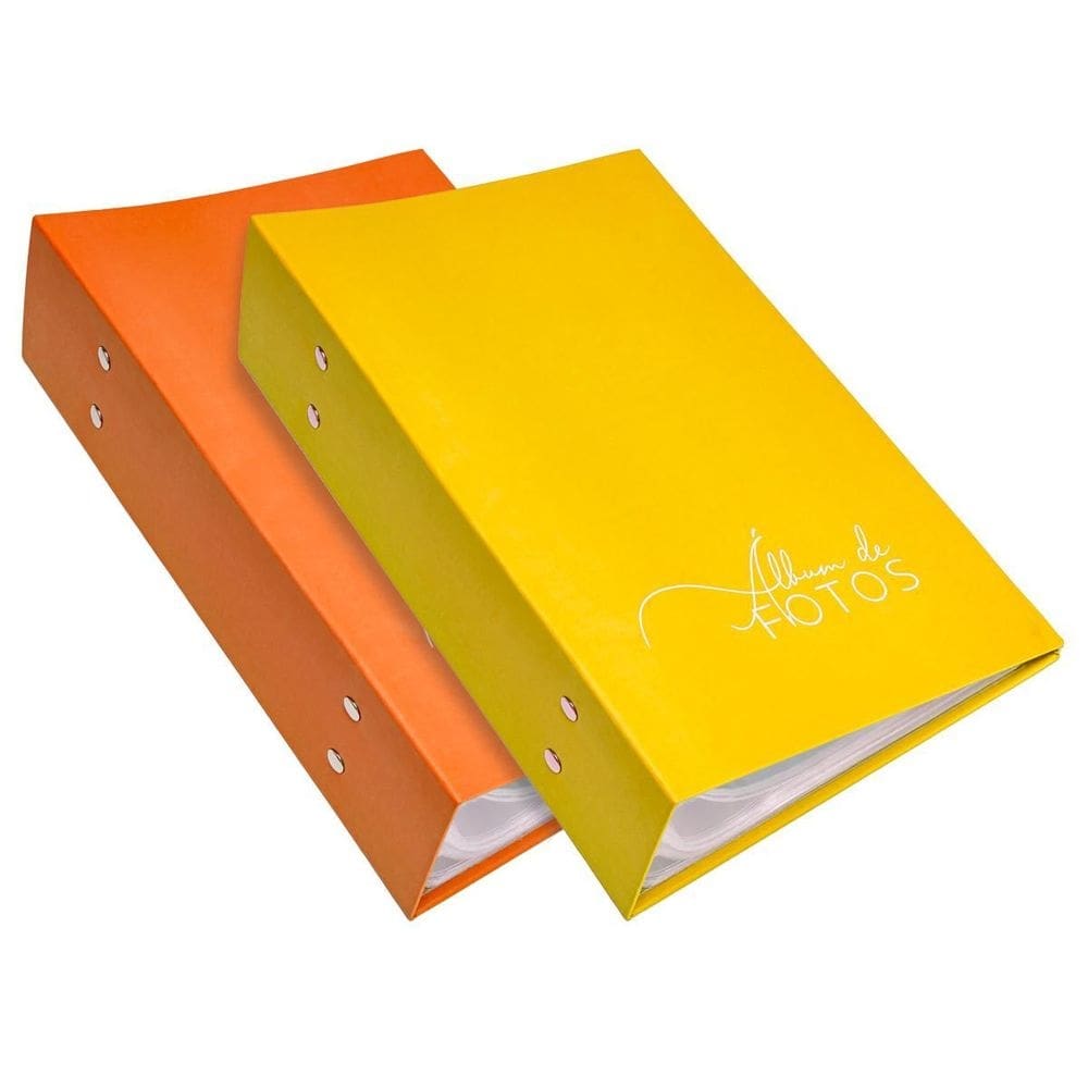 2 albuns de 500 fotos 10x15 total 1000 fotos laranja amarelo