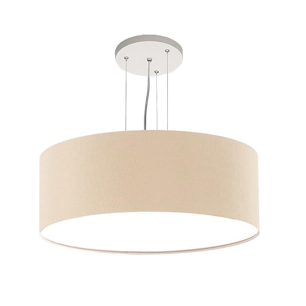 Lustre Pendente Redondo Cúpula Em Tecido Cru 50X15