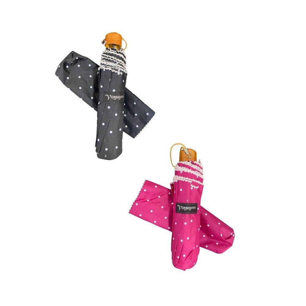 Kit 02 Guardas-Chuva Reforçado Voyagem Preto E Pink 010R