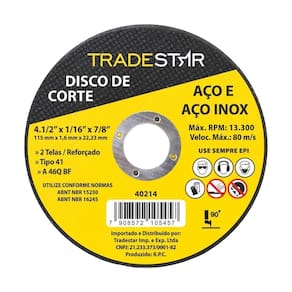 Disco Corte Fino Inox 4.1-2 115x1,6 Mm Esmerilhadeira Tradestar