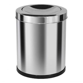 Lixeira Emaço Inox Com Tampa Meia Esfera 22 Litros Cor:Cinza