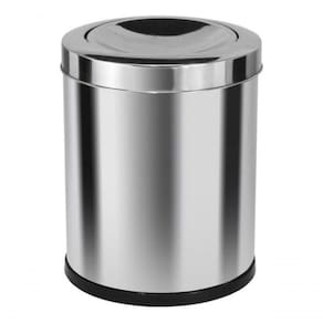 Lixeira Emaço Inox Com Tampa Meia Esfera 22 Litros Cinza