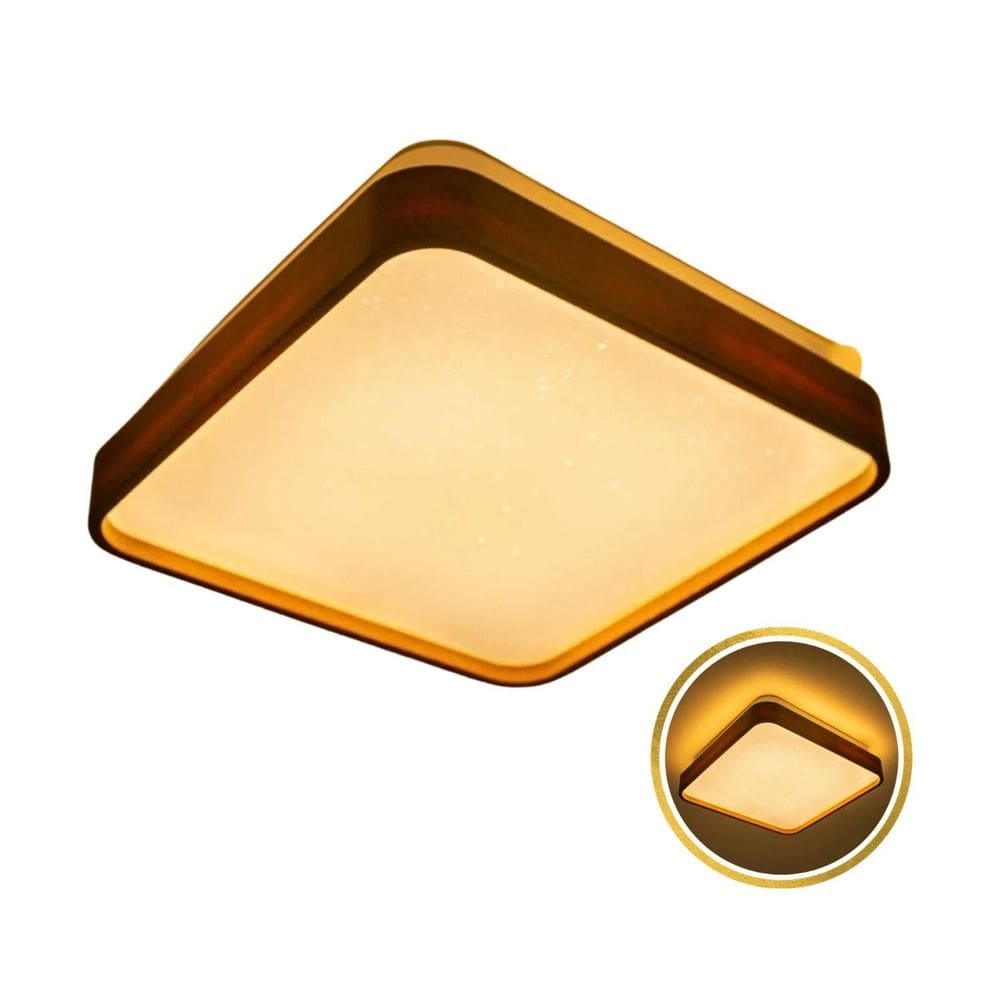 Plafon Led Sobrepor Amadeirado 24W Metal Acrílico 40Cm Opus